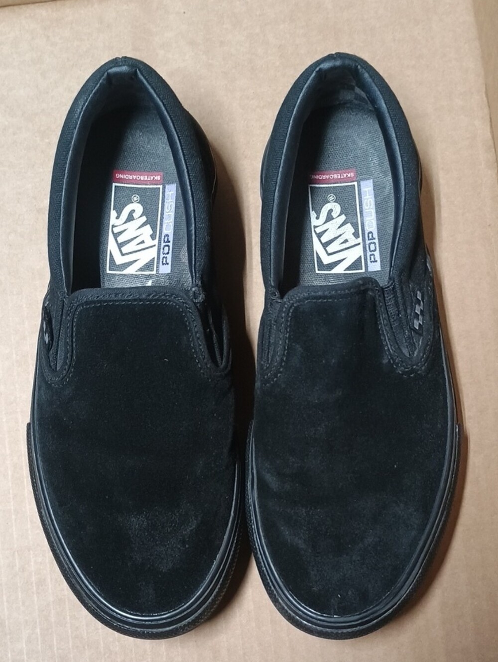 Vans Black Suede Slip-On Loafers - Size M7.5/W8.5